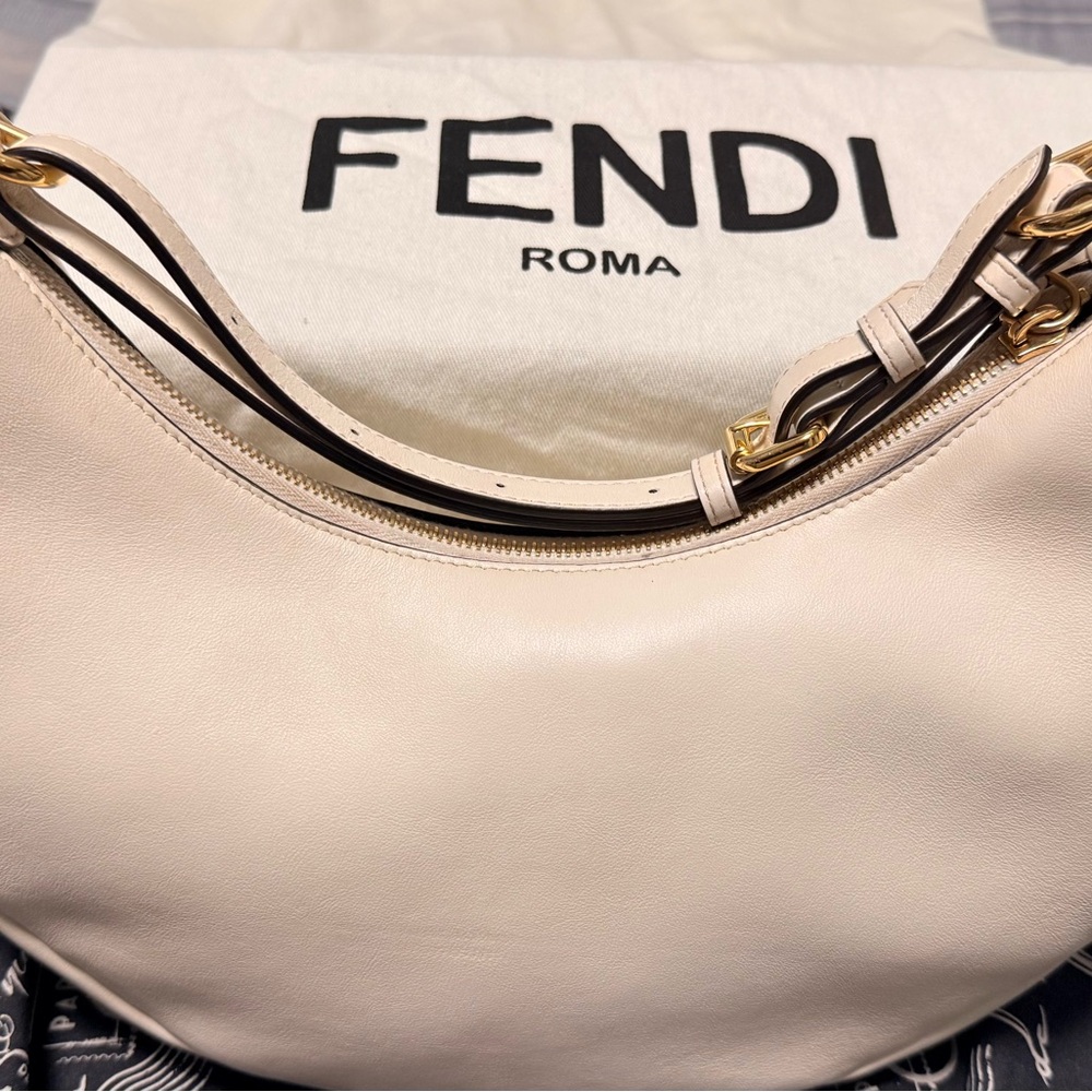 Fendi Ivory Leather Hobo Bag